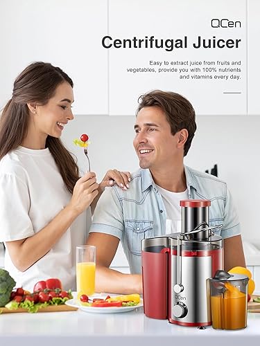 Miniatura 8 de Máquina exprimidora, extractor centrífugo de 800 W con boca ancha de 3 pulgadas, canal de alimentación para frutas y verduras, fácil de limpiar,