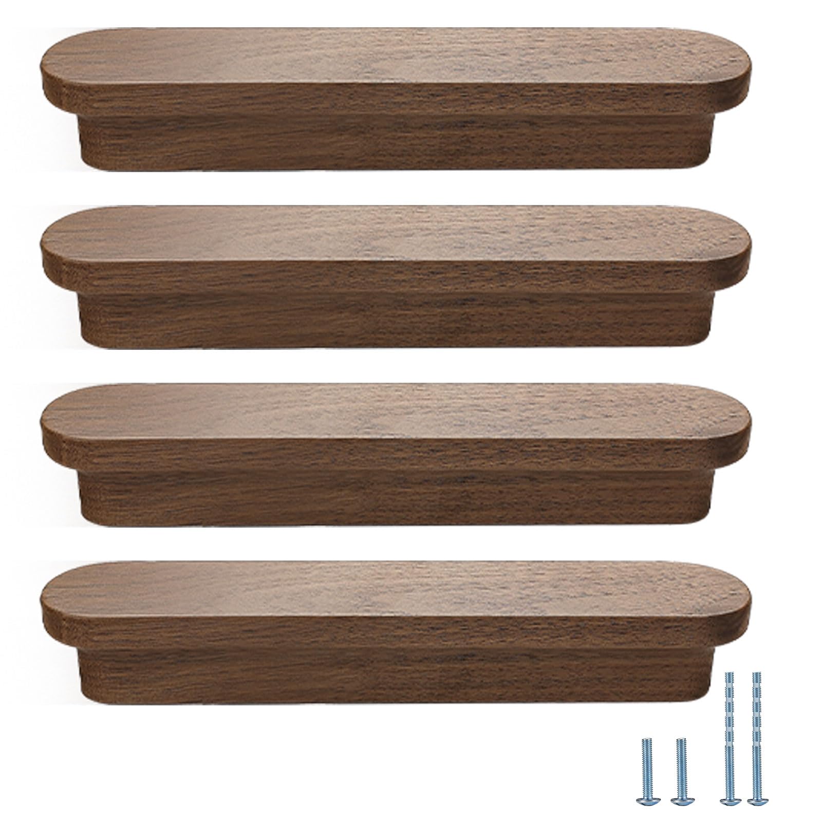 Evionlin 8 Pcs Walnut 6.22 in Widened Wooden Cabinet Door Handle Wardrobe Door Drawer Door Pull