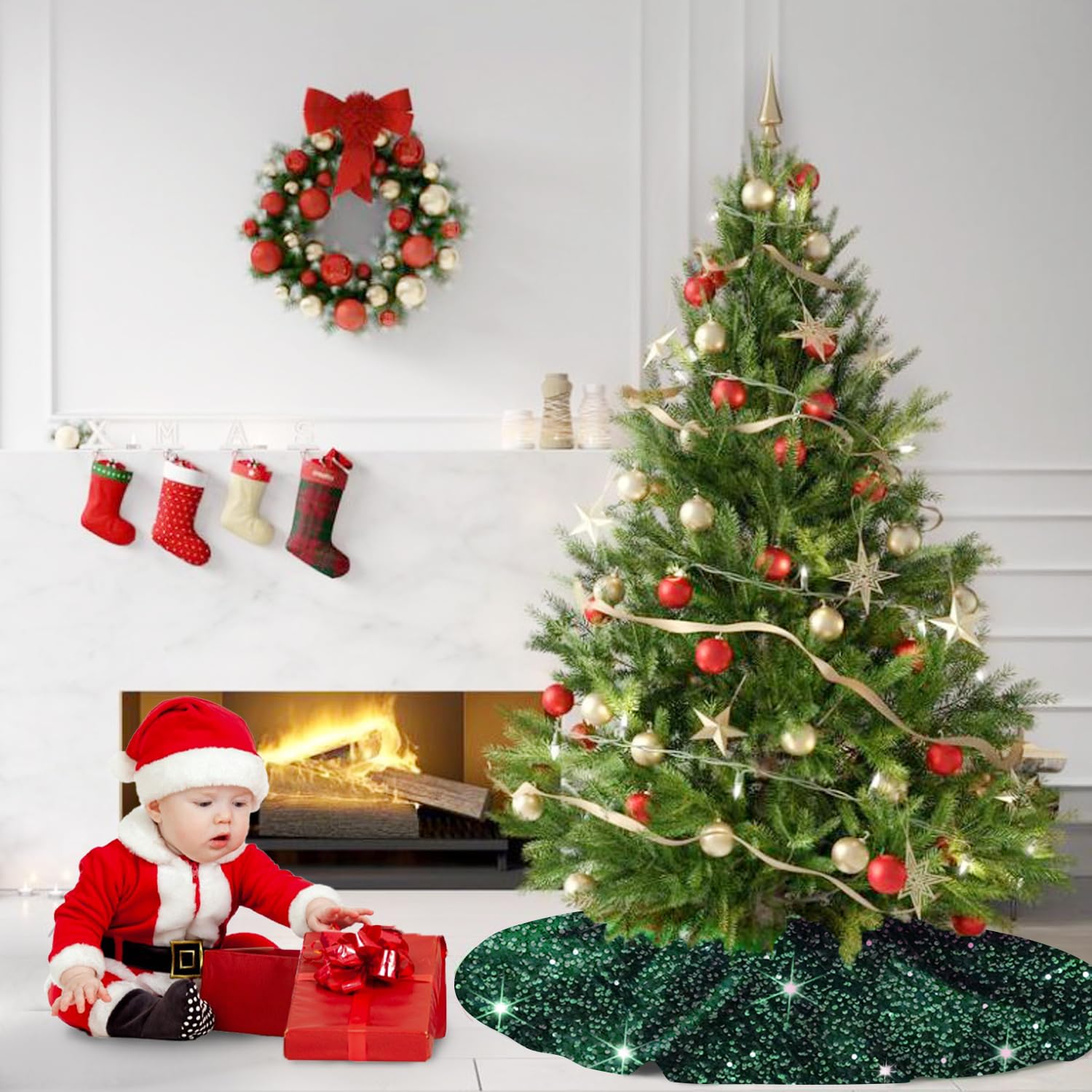 Gonne Albero Di Natale Gonna Per Albero Di Natale, Tappeto Per Albero Di Natale In Peluche Bianco Da 78 Cm Copertura Per Albero Di Natale Decorazione