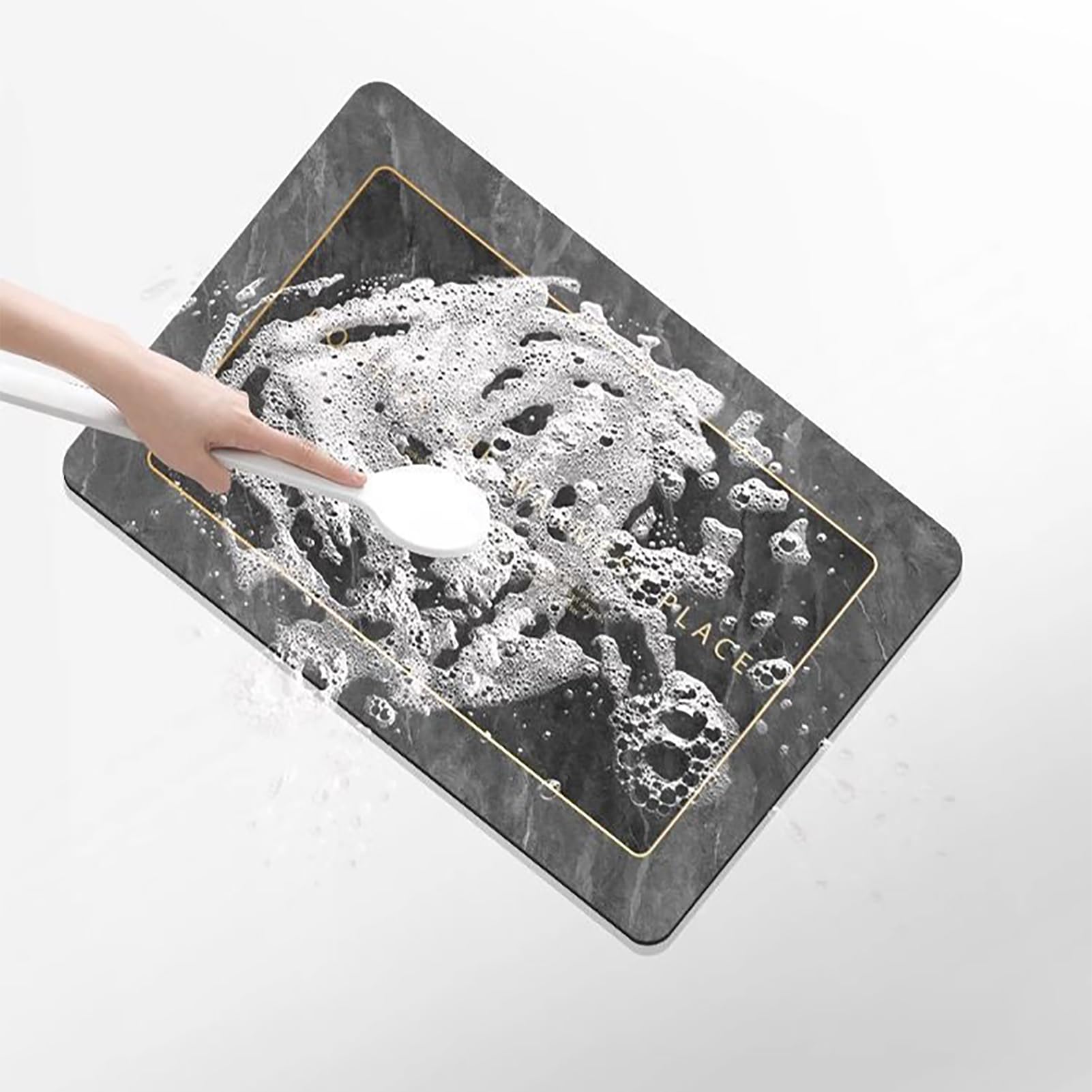 Diatomite Stone Bath Mat 80x120cm, Tappeto Antiscivolo, Tappeto in Gomma Fondo, Asciugatura Rapida Tappetino, Lavabile Morbido in Microfibra, per Soggiorno, Casa, Moderna Lavabile