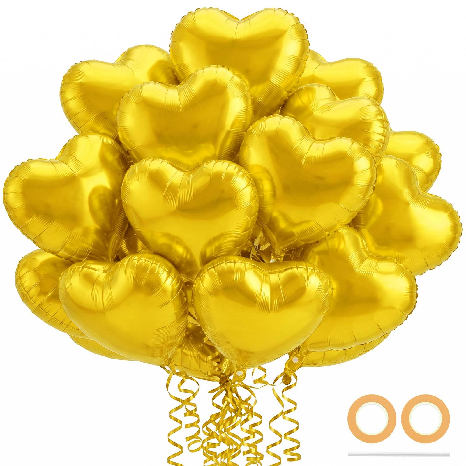 36 Pcs Gold Heart Balloons,18 Inch Heart Foil Balloons Valentine Balloon for Wedding Engagement Party Valentine Day Decorations
