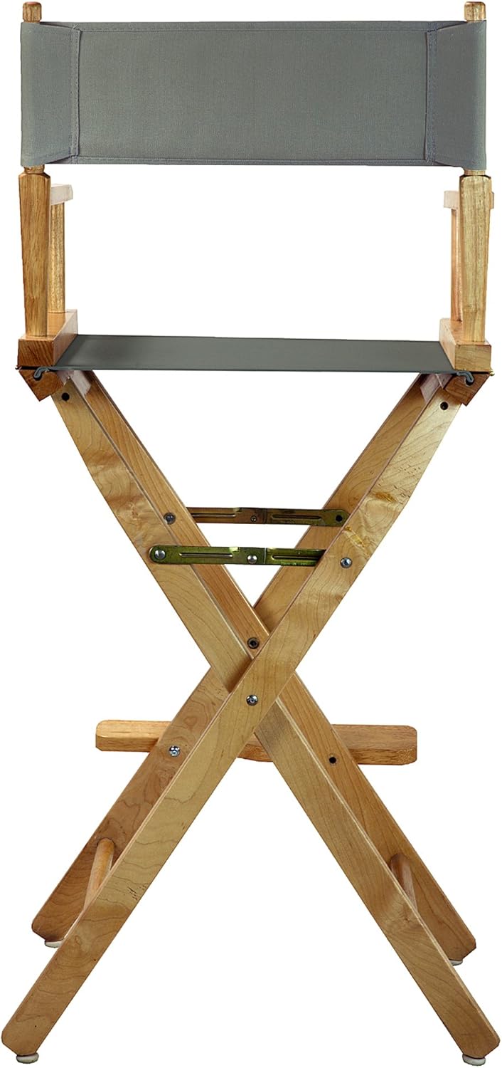 Casual Home 30" Director's Chair Natural Frame-with Grey Canvas, Bar Height
