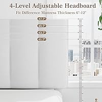 Vista 5 de VECELO - Base de cama tamaño individual con cabecera tapizada, plataforma con soporte de listones de madera de alta resistencia, no necesita somier