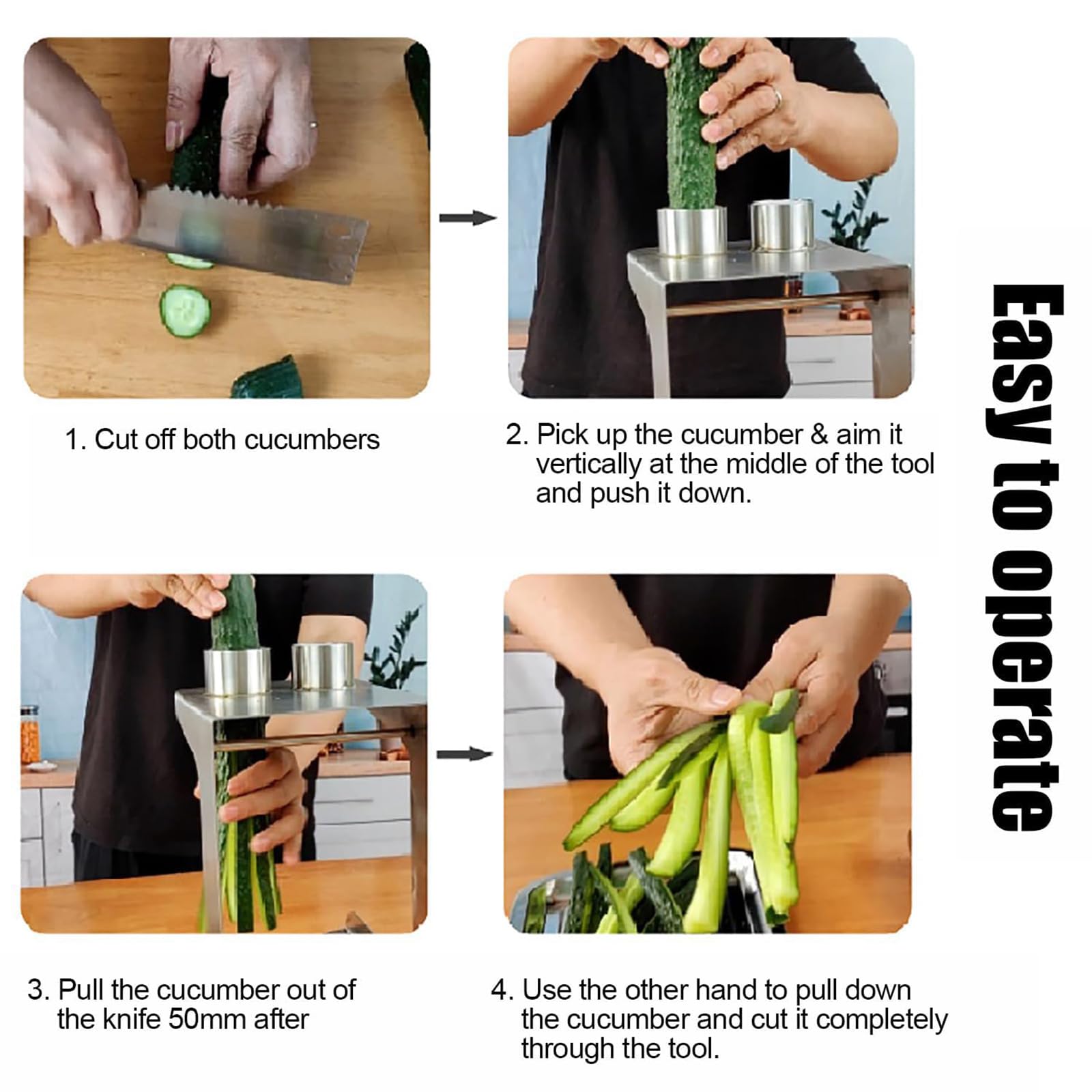 Cortador de verduras con 2 cuchillas para sushi, patatas fritas y preparación de ensaladas, herramienta de cocina eficiente y fácil de usar
