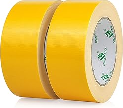 BOMEI PACK 2 Packs Yellow Duct Tape 230mic thick Reinforced Cloth Gaffer Tape 48mm x 30Y Waterproofs for Pipeline duct Repairing Heavy duty Moving Boxes Sealing Bundling Strapping labeling
