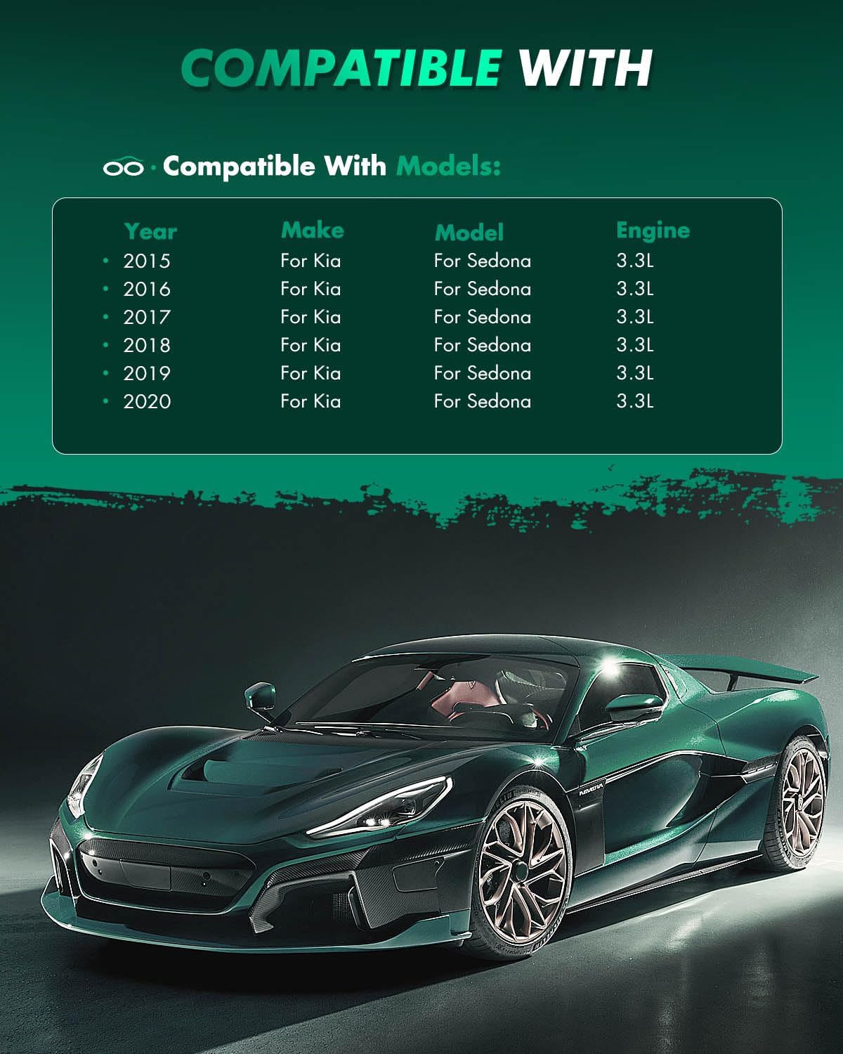 SCITOO D1814 Front Ceramic Brake Pads Sets w/Hardware Replacement For Kia For Sedona 2015-2020