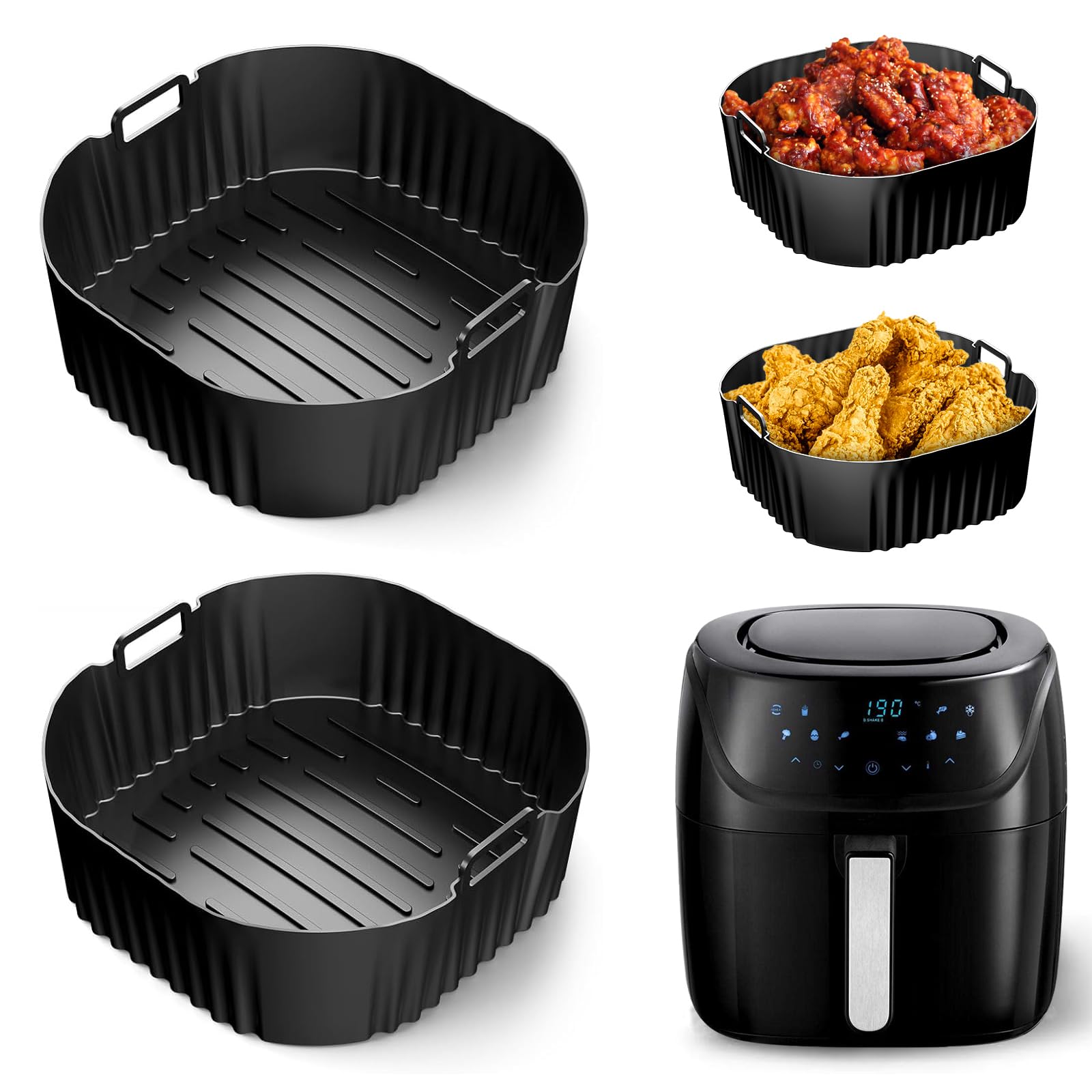 Silicone Mould for Air Fryer, Compatible with Russell Hobbs XXL 8L/8.3L, Cosori 5.5L/6L/6.2L/6.4L, Reusable Silicone Air Fryer Accessories Airfryer