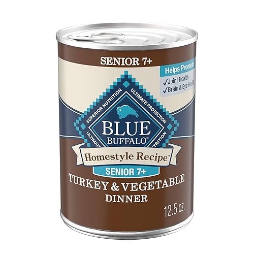 Blue Buffalo Homestyle Recipe Senior 7+ Turkey and Vegetable Dinner Wet Dog Food for Senior 7+ Dogs, Turkey Recipe, 12.5 oz. Can (Pack of 12)