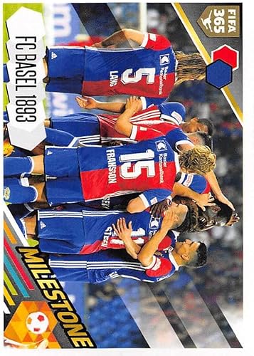 2017-18 Panini FIFA 365 Stickers Soccer 395 FC Basel 1893 20th TitleMilestones Official Smaller Than Trading Card Sized Album Sticker in Raw NM or