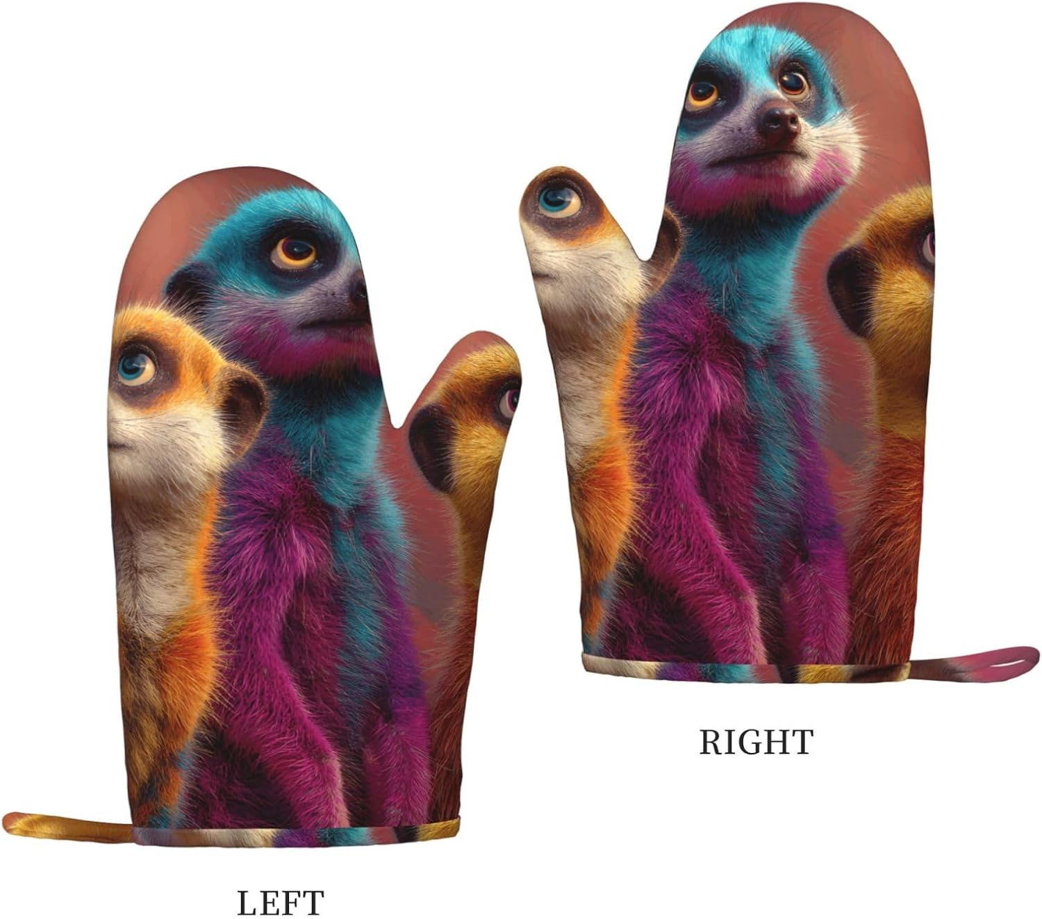 Burrowing Meerkats 4pcs Oven Mitts and Pot Holders Sets for Kitchen, Silicone Oven Gloves Non-Slip Potholders Hot Pads for Baking Cooking