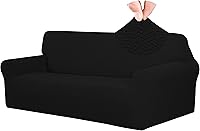 Easy-Going Stretch Jacquard Sofa Slipcover, 1-Piece Anti-Slip Couch Cover, Soft Washable Protector for Kids & Pets (Sofa, Black)