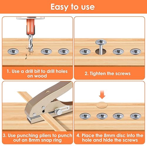 Miniatura 3 de Juego de 5 brocas avellanadas de límite con perforador, kit de brocas avellanadas ajustables profundas, broca avellanada de madera de vástago