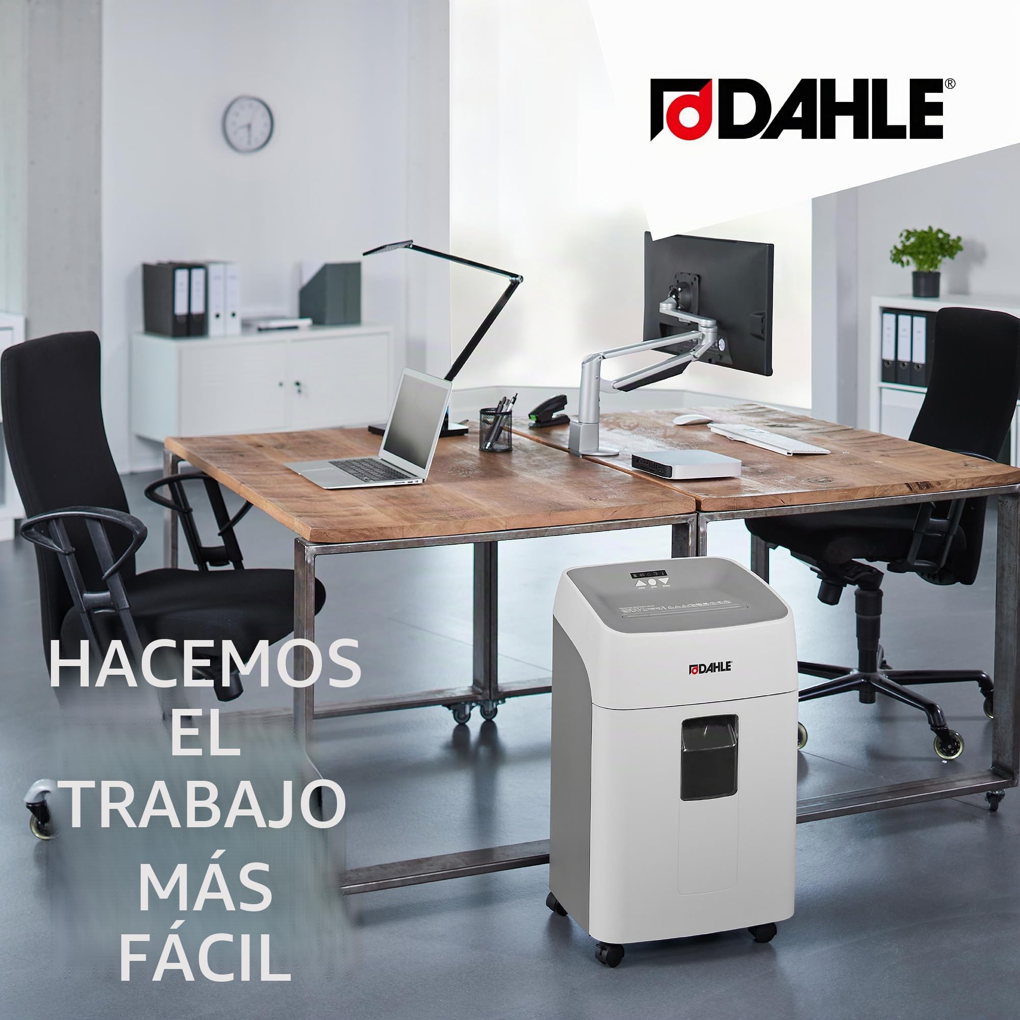 Dahle Deskside 404P - Trituradora de Papel (40 L, Nivel de Seguridad P-4, Resistente Laminado de Acero, sin Aceite ni Mantenimiento, 19-21 Hojas)