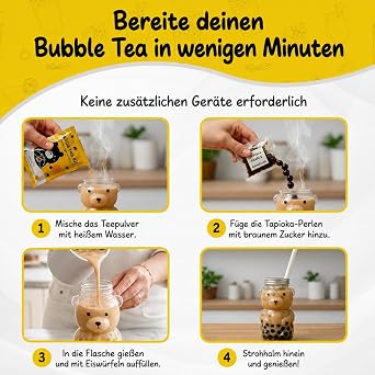 Complete Bubble Tea Set - Bubble Tea for Home with Tapioca Beads with Brown Sugar Flavour