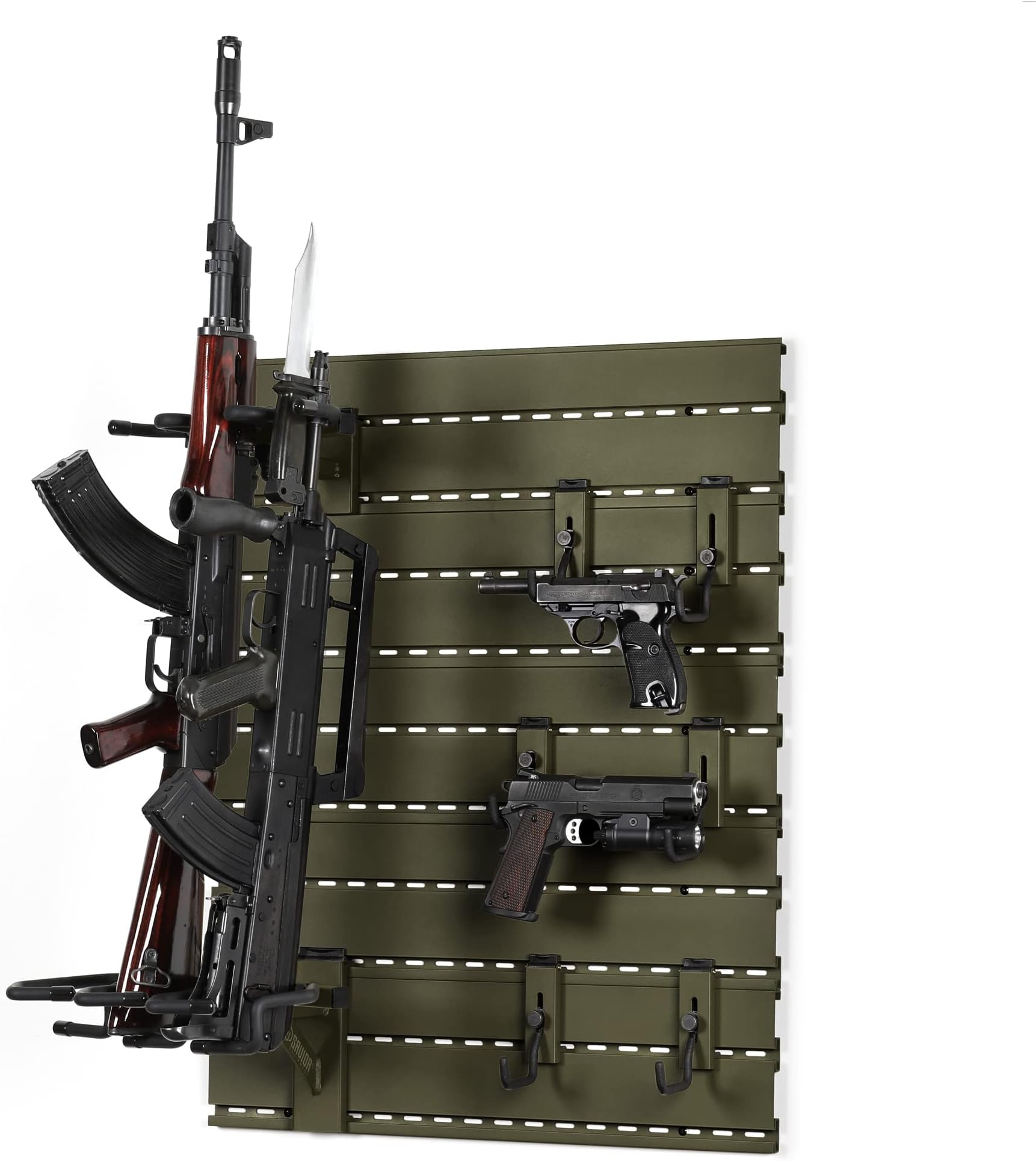 - Savior Equipment Wall Rack System Heavy-Duty Steel Tactical Rifle Carbine Shotgun Handgun Storage Wall Mount, Modular Firearms Gun Wall Gear Accessories Organizer, Holds up to 6 Rifles & 6 Pistols