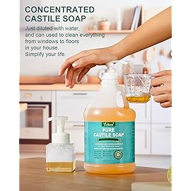 Yoken EWG Verified Organic Castile Soap Liquid (Unscented, 64 oz) Pure Castile Liquid Soap Made With Organic Oil, Clean & Gentle, Natural Castor Oil Soaps for Body & Face Wash, Hands, Dishes, Laundry