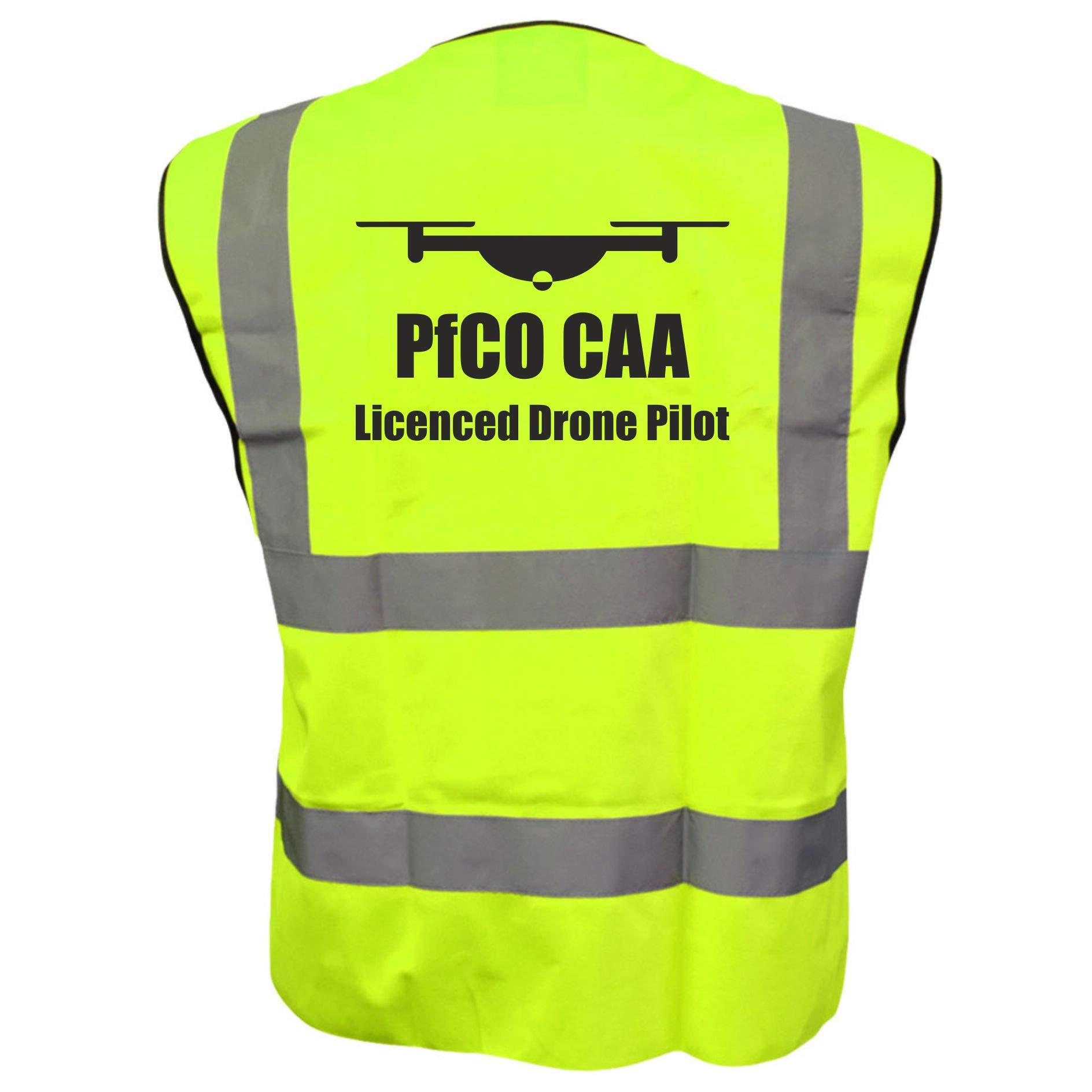 Brook Hi Vis UK PfCO Licenced Drone Pilot Printed Yellow Vest, Aerial Photography, Events, Medium