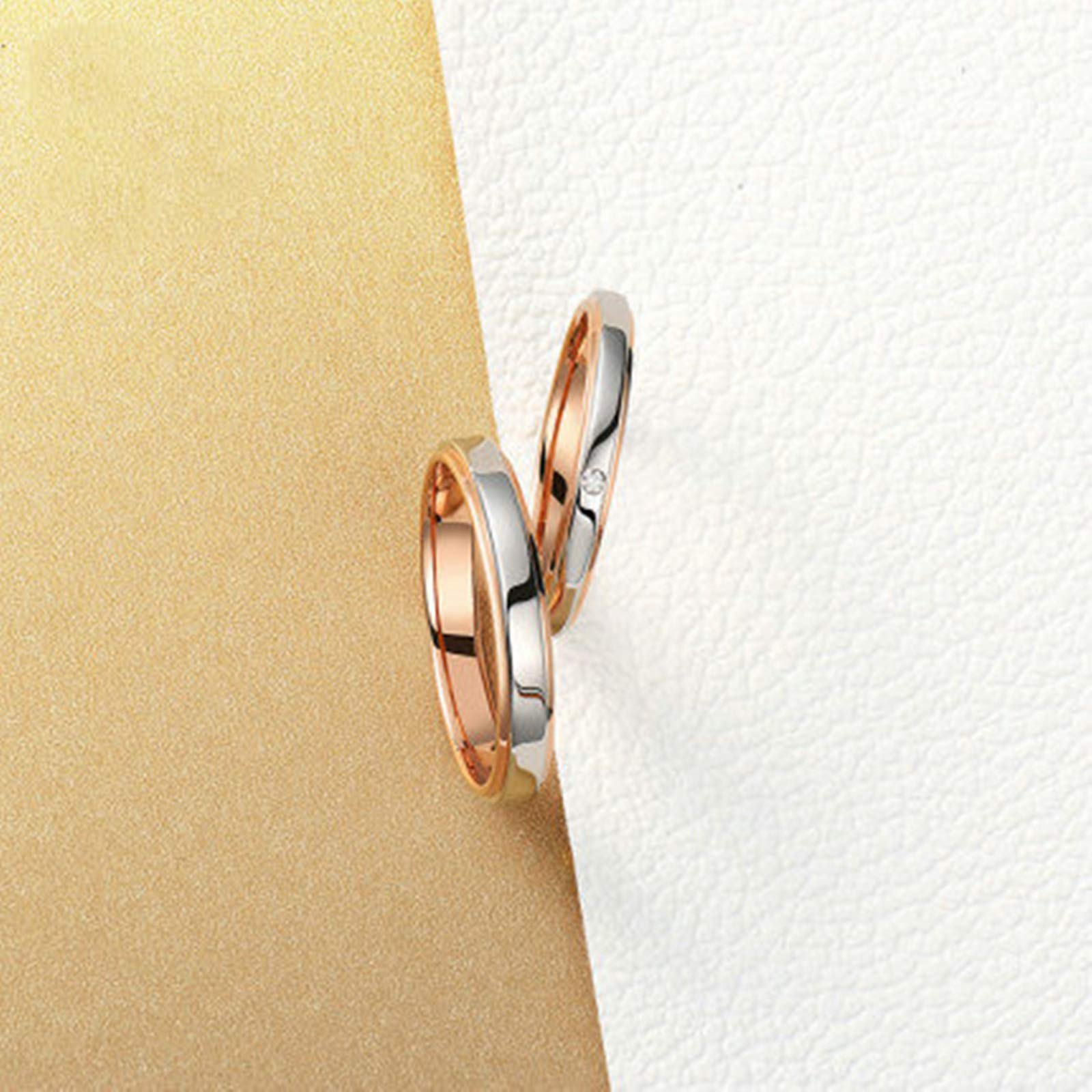 KnSam Coppia di anelli in oro giallo 18 carati (750) per donne in oro rosa oro bianco