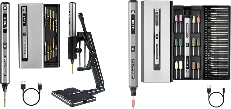 AM ARROWMAX 5-Speed Mini Electric Drill Pen with Benchtop Press & AM ARROWMAX Electric Mini Engraving Pen