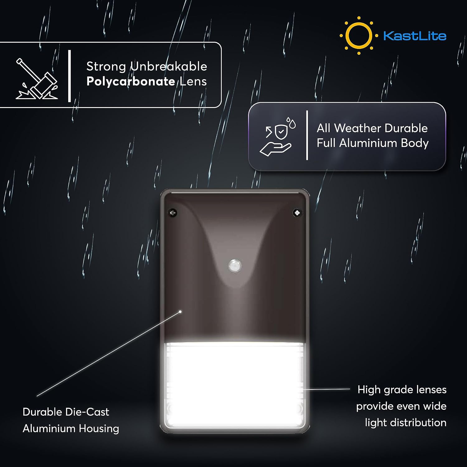 KASTLITE LED Wall Pack Light with Dusk to Dawn Photocell | 3000 Lumens 150-Watt Equivalent Wall Sconce Light | Waterproof Outdoor Security Flood Lighting for Yard Patio Barn Porch, 100-277V