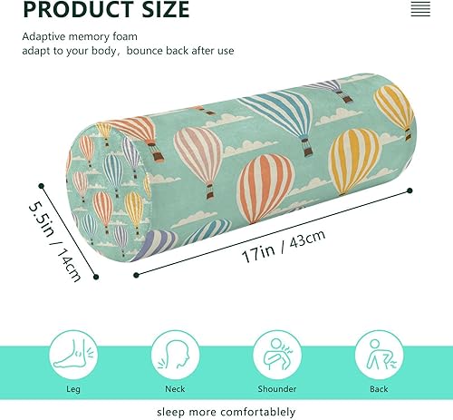 Miniatura 3 de Almohada redonda cilíndrica de globo de aire caliente para aliviar el dolor de cuello, suave y transpirable, almohada de espuma viscoelástica de