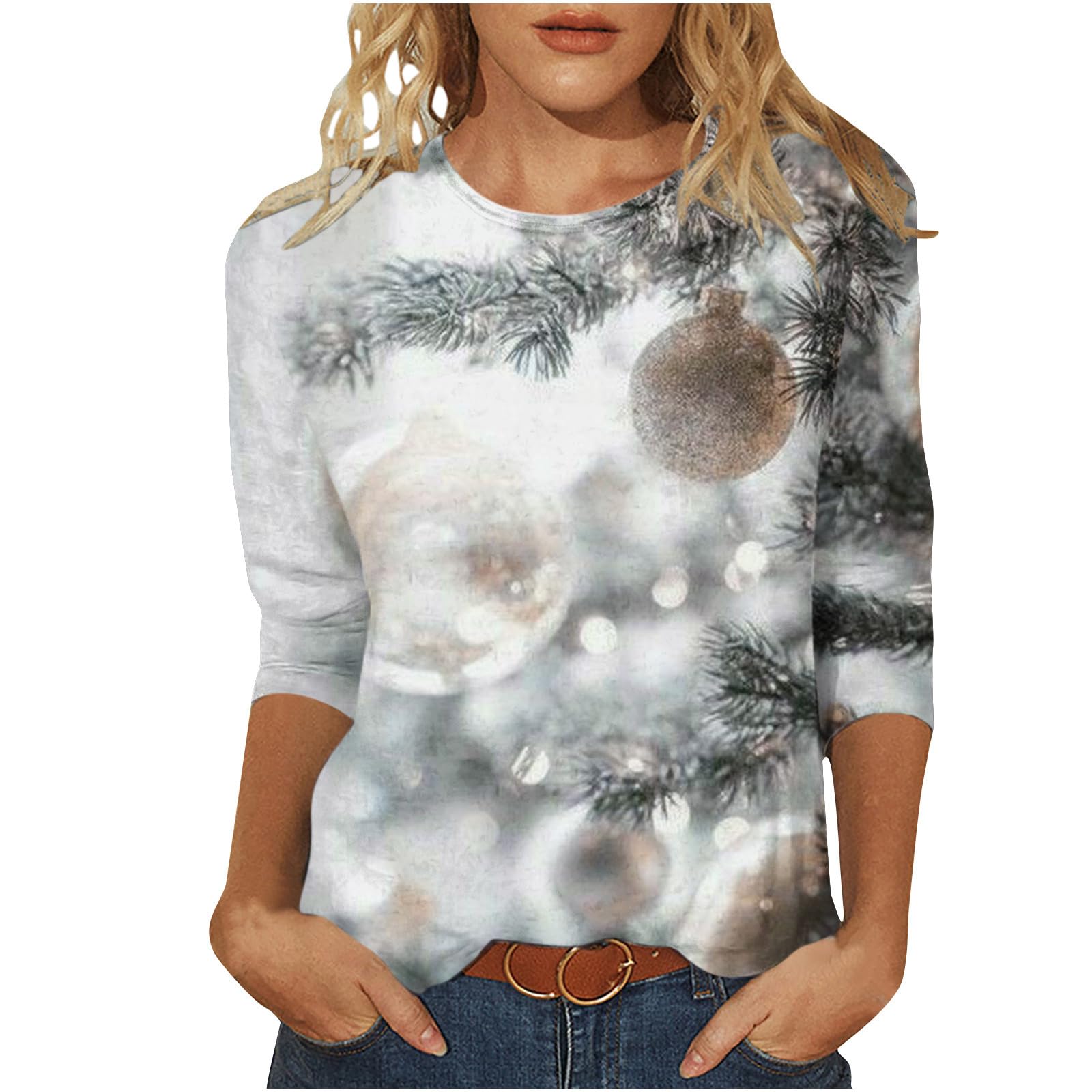 Saxrel Christmas Jumpers Light Up Funny Pullover Classic Winter Warm Christmas Tops Long Sleeve Plus Size Sweatshirt Personalised Xmas Jumpers Oversized Sweaters Holiday Casual Evening Party Tops NOS