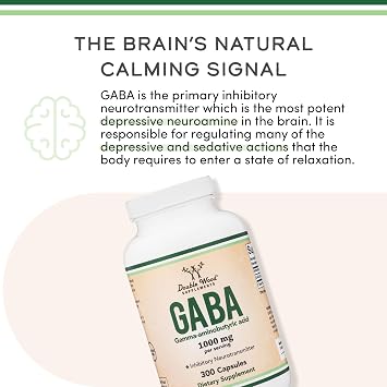 GABA 1,000mg, Calm, Relaxation + Sleep Support, Pure, 300 Capsules