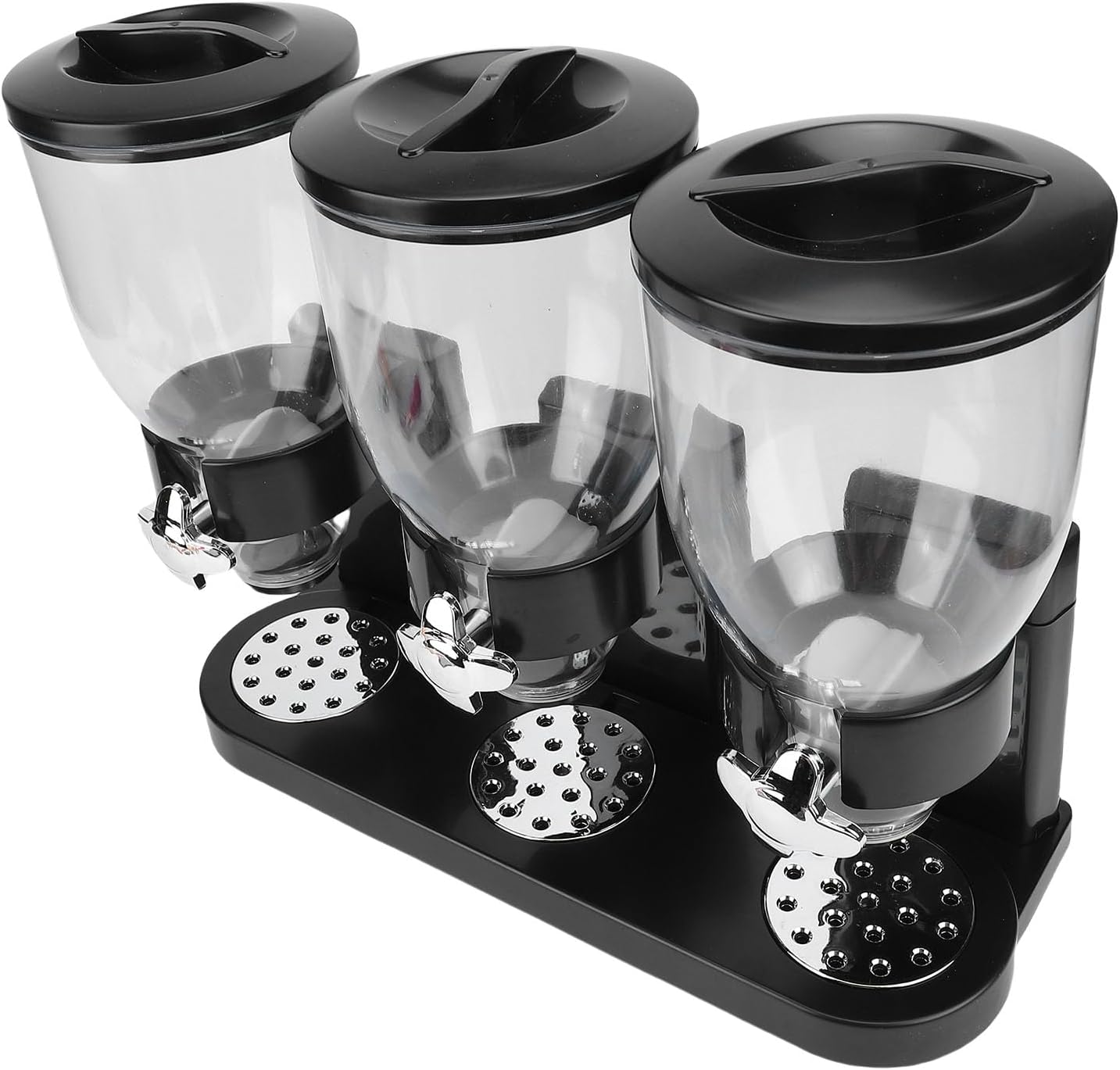 Grain dispenser, tortilla chip dispenser, with three grain compartments, suitable for storing grains, tortilla chips, and candy (Black)