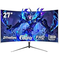 Gawfolk 27 pollici 180Hz curvo monitor per computer da gioco, 1800R，FHD 1080P