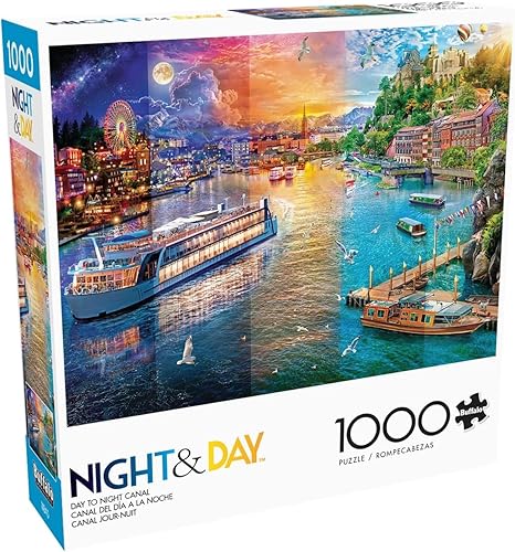 Buffalo Games - Canal du Jour à la Nuit – Puzzle de 1000 pièces pour Adultes – P
