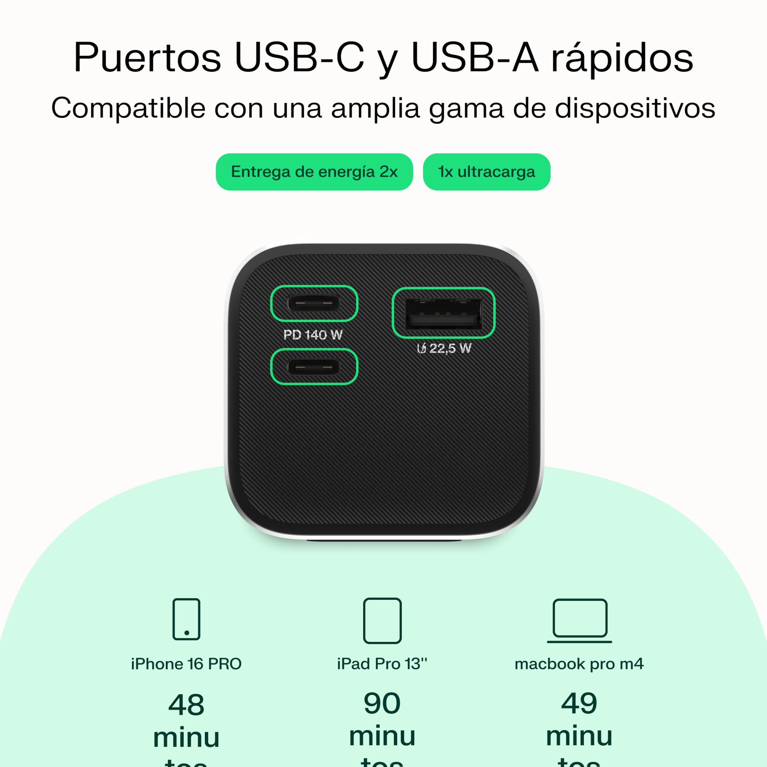 Greencell PowerPlay Ultra Powerbank 25200 mAh 140 W, USB-C PD, carga rápida para ordenador portátil, MacBook, iPhone 16/15/14 Pro Max, pantalla LCD, cargador externo para dispositivos con alto consumo