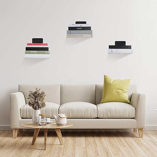 Miniatura 6 de RealPlus Estantería flotante de hierro invisible flotante para libros, organizador de libros resistente montado en la pared, color negro (paquete de