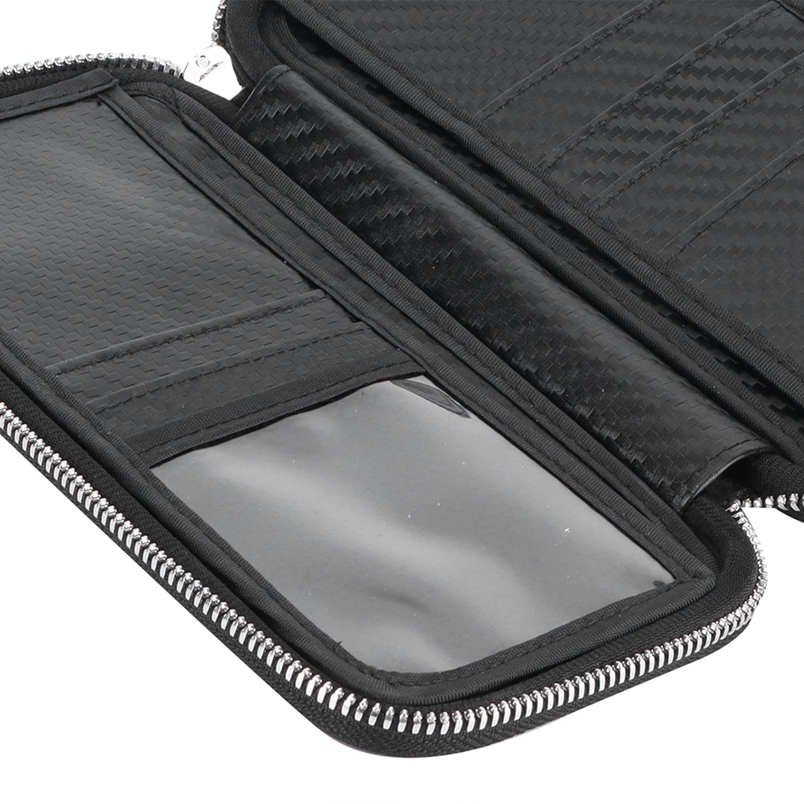 Fdit Portafoglio Portatile in Fibra di Carbonio, Porta Biglietti da Visita con Cerniera Resistente per Uomo e Donna, 21x11x3,5 Cm (rosso)