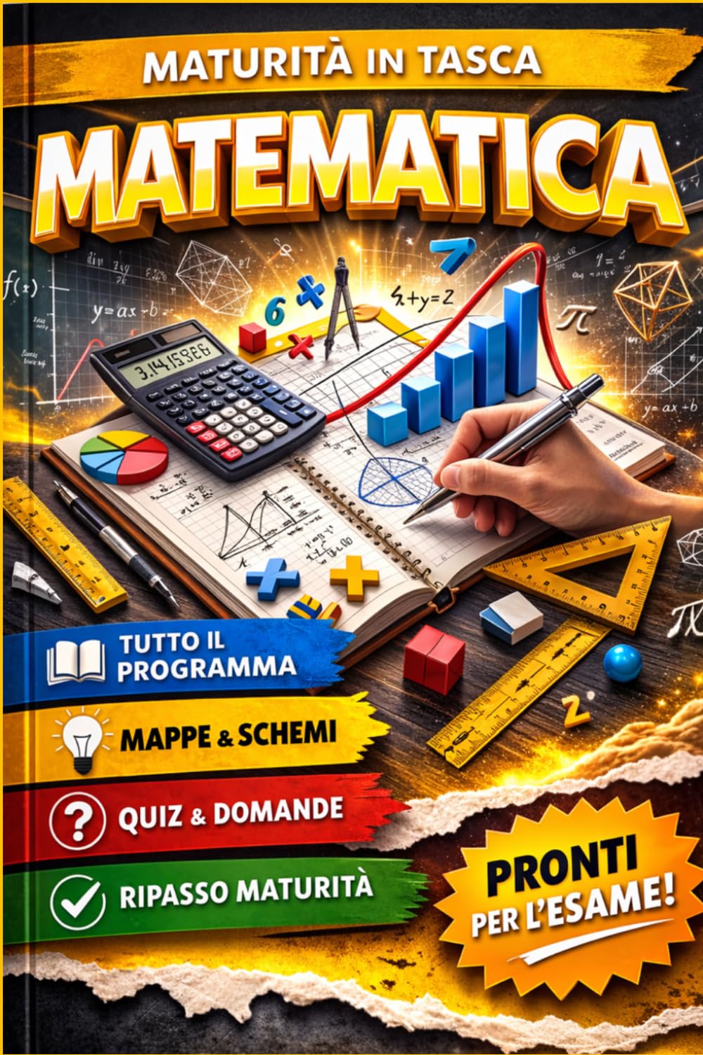 Maturità in Tasca - Matematica: Il ripasso completo per la maturità: schemi DSA con immagini, riassunti chiari e 150 domande tipo esame di Stato