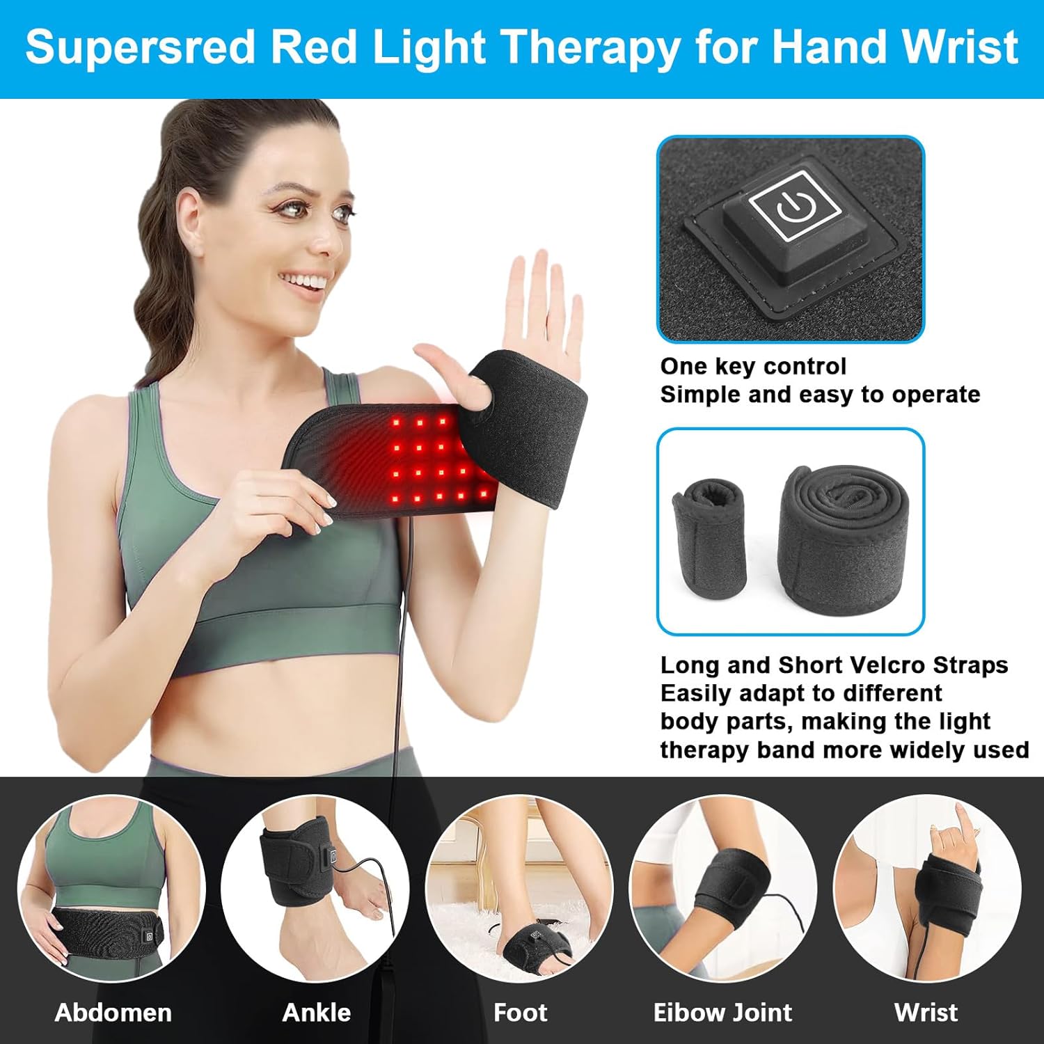 Therawrap for Carpal Tunnel, Red Light Wrap for for Wrist Band, 3 Heat Settings, Heated Wrist Massager Wrap