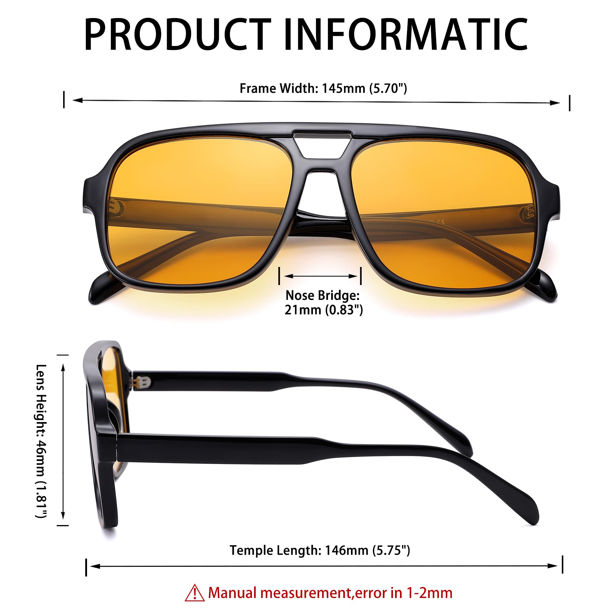 Retro Pilotenbrille Damen Herren Sonnenbrille 70er Jahre Mode Quadrat Sonnenbrille mit UV400 Schutz