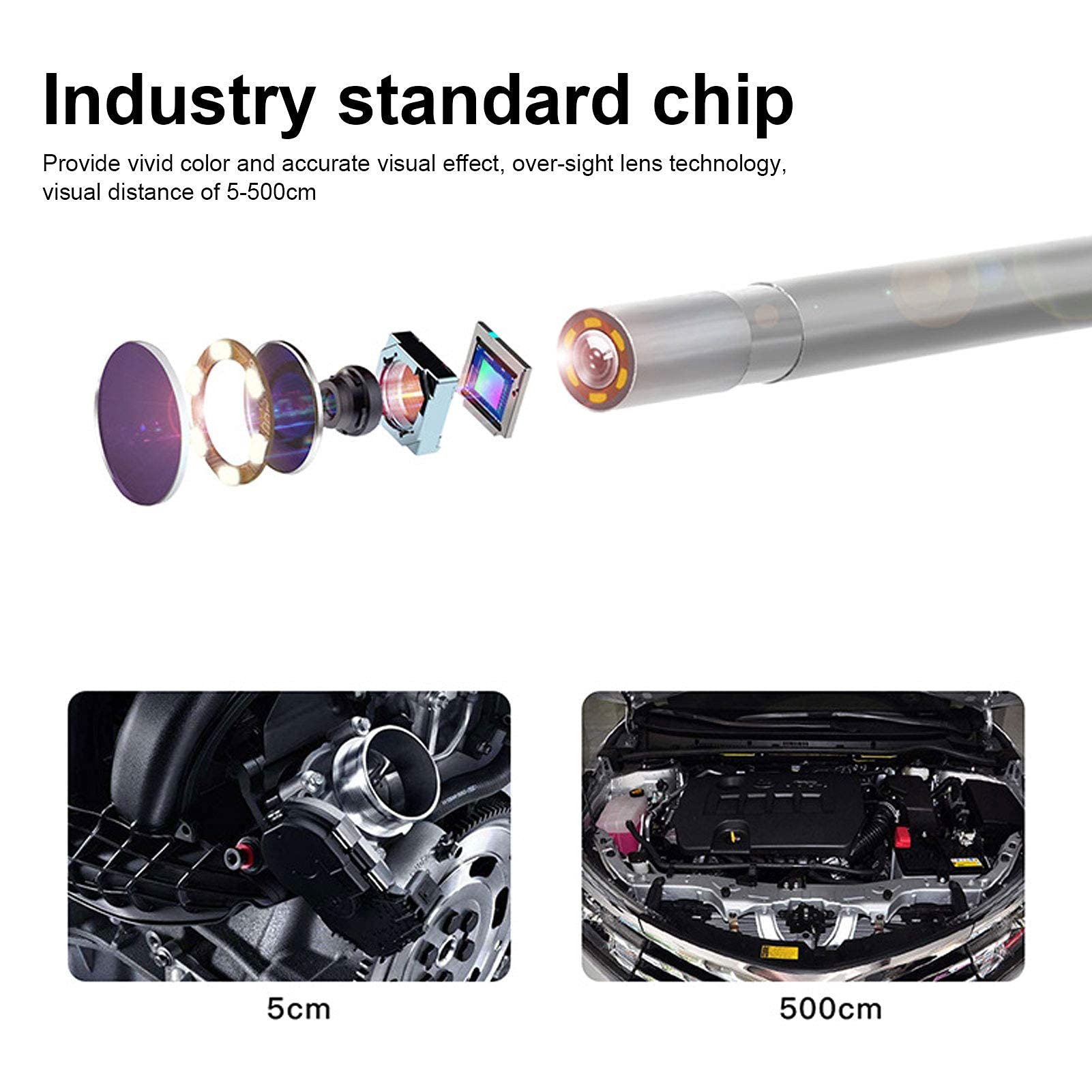 F240 Endoscopio Industriale 3,9 mm 1080P WiFi, Periscopio con 6 Luci LED Regolabili, Batteria 2600mAh, IP67 Impermeabile, per Manutenzione Motore Auto, Elettrica, Drenaggio, Condutture (2m)