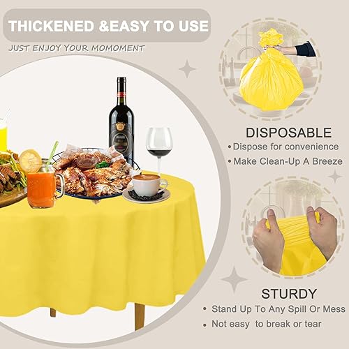 Miniatura 3 de D&Z Paquete de 6 manteles redondos de plástico de 84 pulgadas, color negro, desechables, para fiestas, cumpleaños, bodas, Navidad