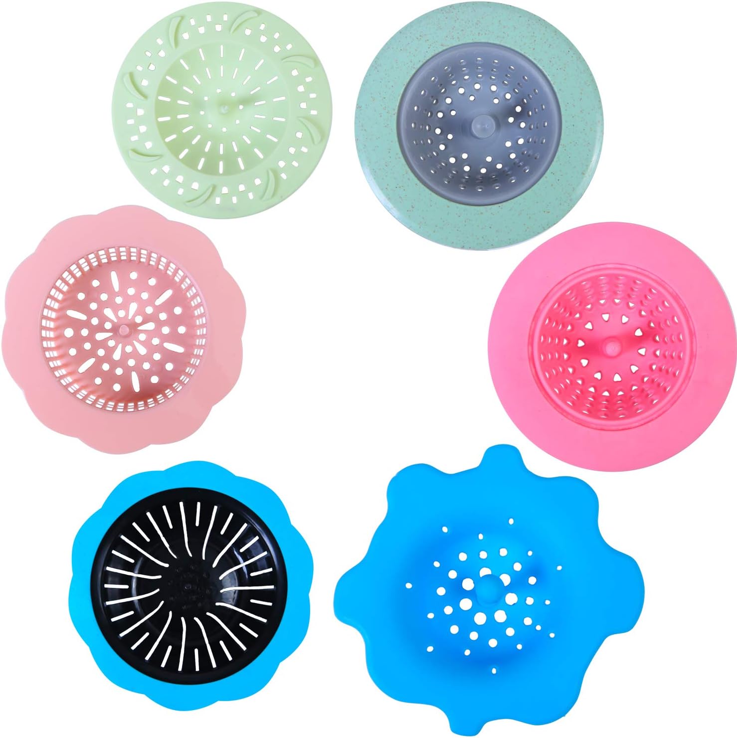 Ruisita 6 Pieces Acrylic Pouring Strainers Acrylic Plastic Silicone Strainer Flower Drain Basket for Paint Pouring Supplies (Color Set A)