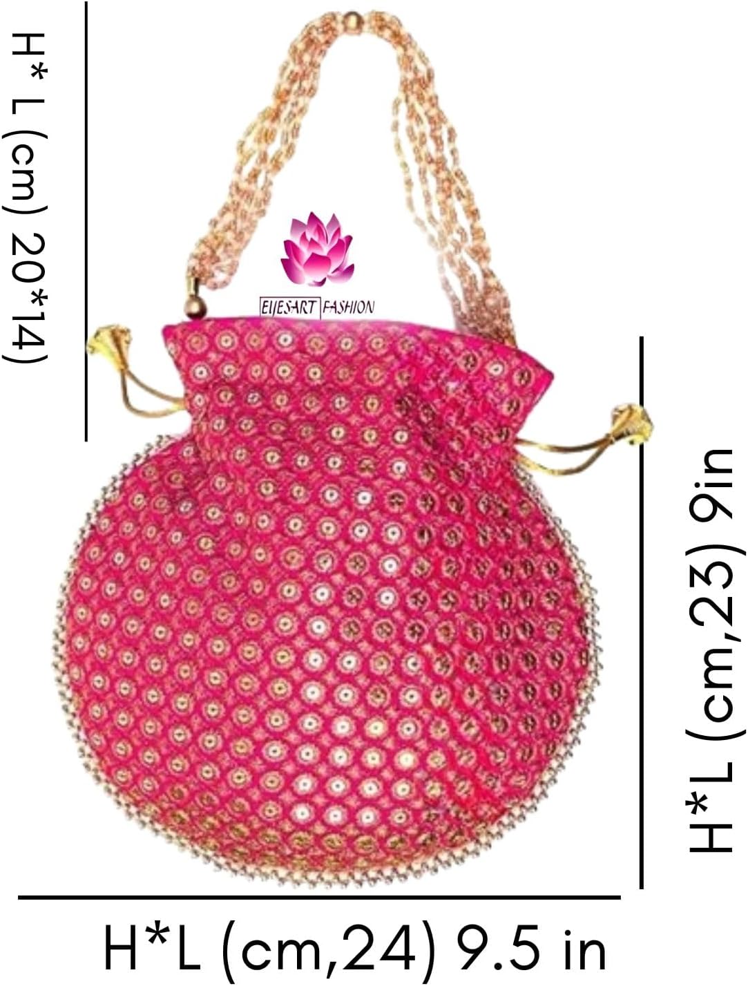 Potli Bag For Women Ethnic Designer Embroidery Work Batwa Pearls Handle With Intricate Bridal Drawstring Stylish Bridal Women - Image 7