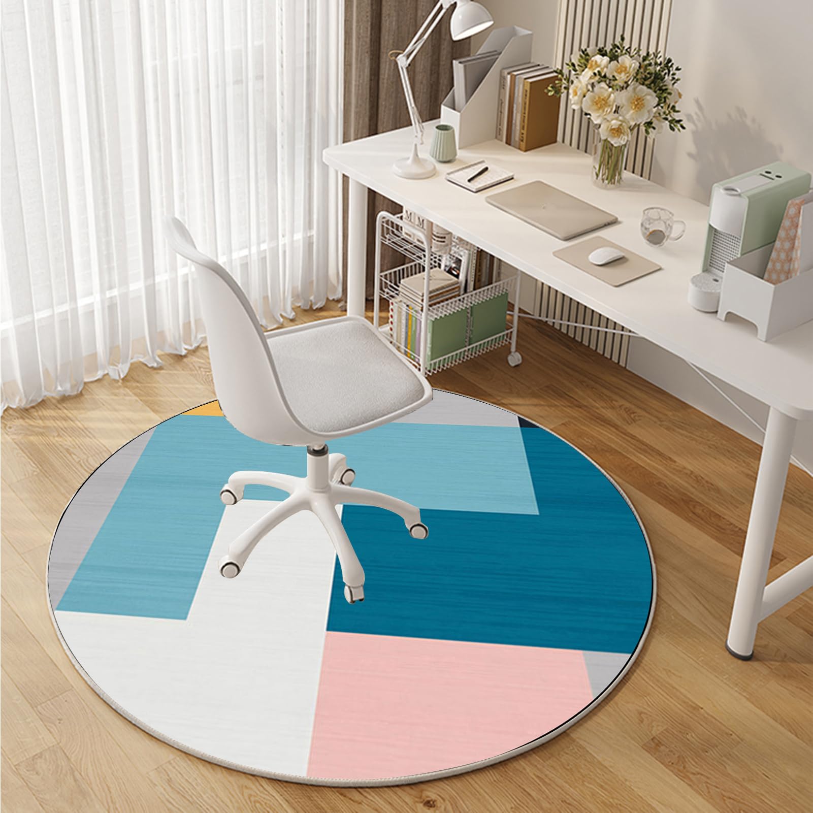 140 cm Redondo Alfombra Silla Gaming, Alfombra Multiusos para el Hogar, Protector Suelo Silla Ruedas, Alfombra de Protección de Suelo, Alfombra de Suelo para Suelos Duros, Laminado