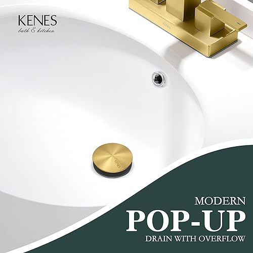 Miniatura 47 de KENES Desagüe desplegable de bronce aceitado para lavabo, tapón de drenaje para lavabo, montaje de drenaje de fregadero sin desbordamiento, anti