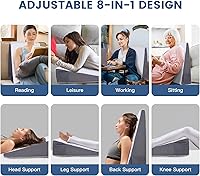 Vista 5 de Bed Wedge Pillow for Sleeping, and Resting, Gel Memory Foam Pillow for Back, Knee Pain Relief After Surgery, 7.5 Inch Triangle Elevation Cushion for