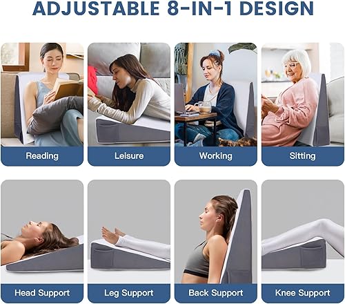 Miniatura 5 de Almohada de cuña de cama para dormir y descansar, almohada de espuma viscoelástica de gel para espalda, alivio del dolor de rodilla después de la