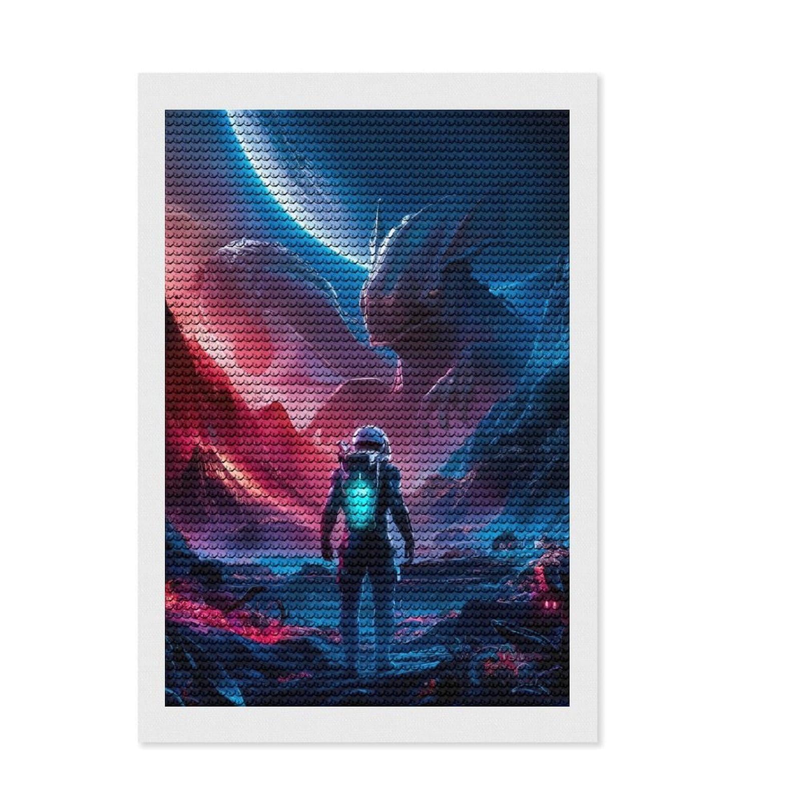 Junmoney Cosmic Encounter DIY Diamond Art Canvas Kit 8"x12", for Beginners, Simple to Start, Aesthetic Room Decor, Holiday Gift Idea