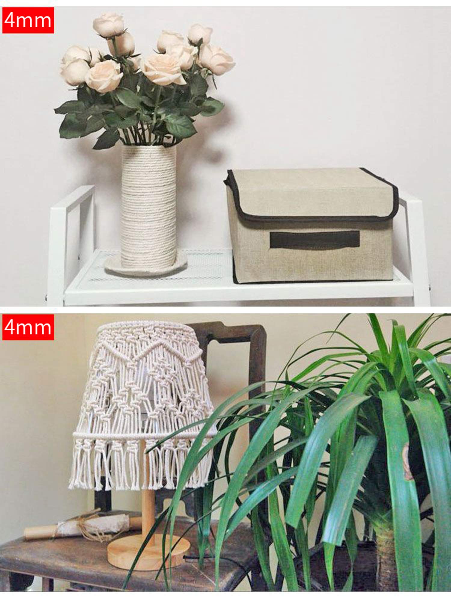 Cuerda,Cuerda de Nylon,Cordón de Algodón Macramé Beige,Cuerda de Macramé de Algodón Natural Grueso 4 Hilos Retorcidos,Cordón de Macramé for Colgar en la Pared,Decoraciones de Manualidades de Macramé D