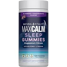 Natural Vitality Sleep Gummies | Magnesium, Melatonin &amp; L-Theanine Formula | Blueberry Pomegranate Flavored Supplement | Vegan, Gluten Free &amp; Non-GMO | 120 Count