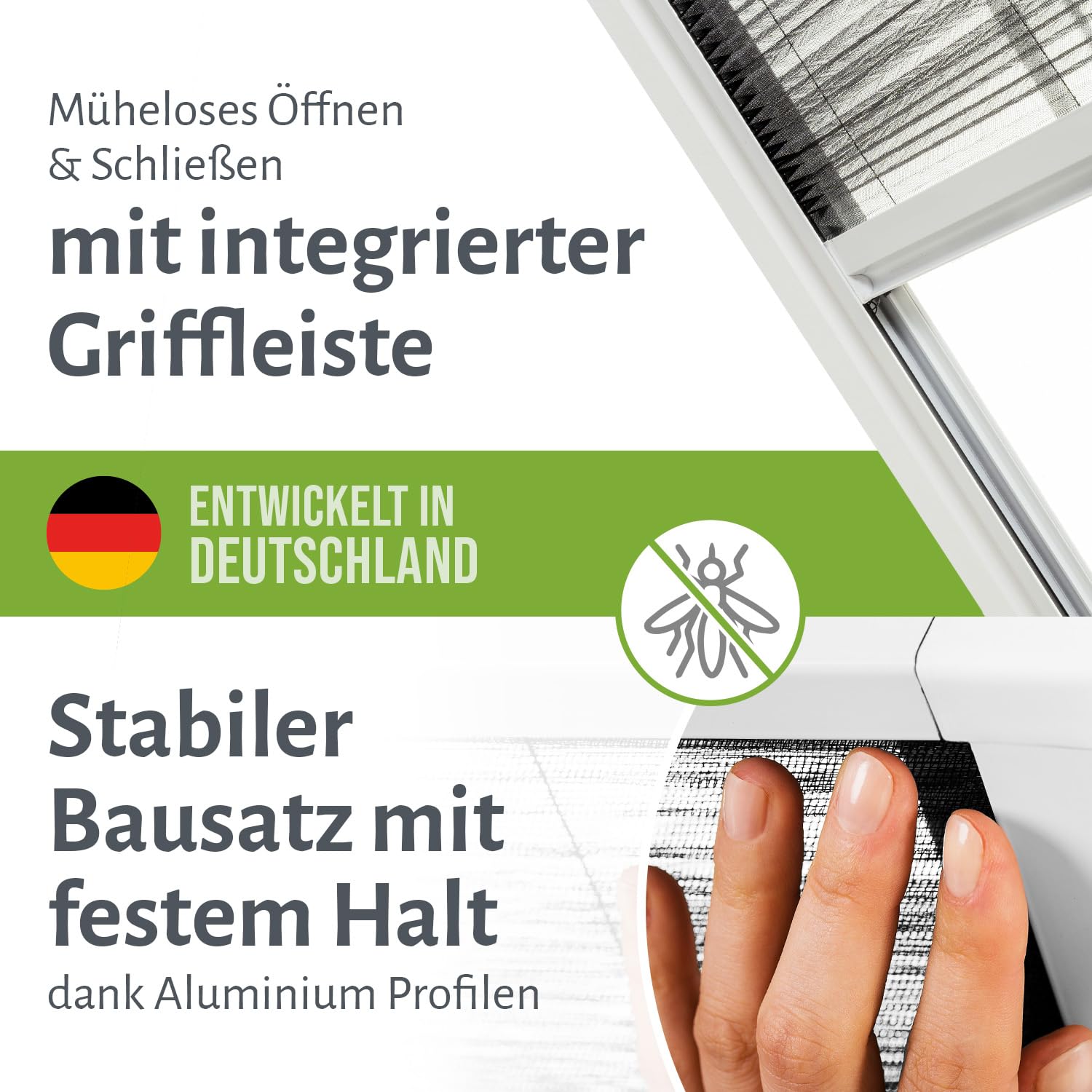 empasa Insektenschutz Fliegengitter Dachfenster Plissee Master Alurahmen, individuell zuschneidbar, als Selbstbausatz, Verschiedene Größen und Farben, Farbe: weiß, Größe: 80 x 160 cm