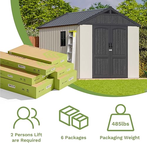 Vista 22 de Patiowell Cobertizo de almacenamiento de plástico para exteriores de 6 x 4 pies, cobertizo exterior de resina, perfecto para almacenar muebles