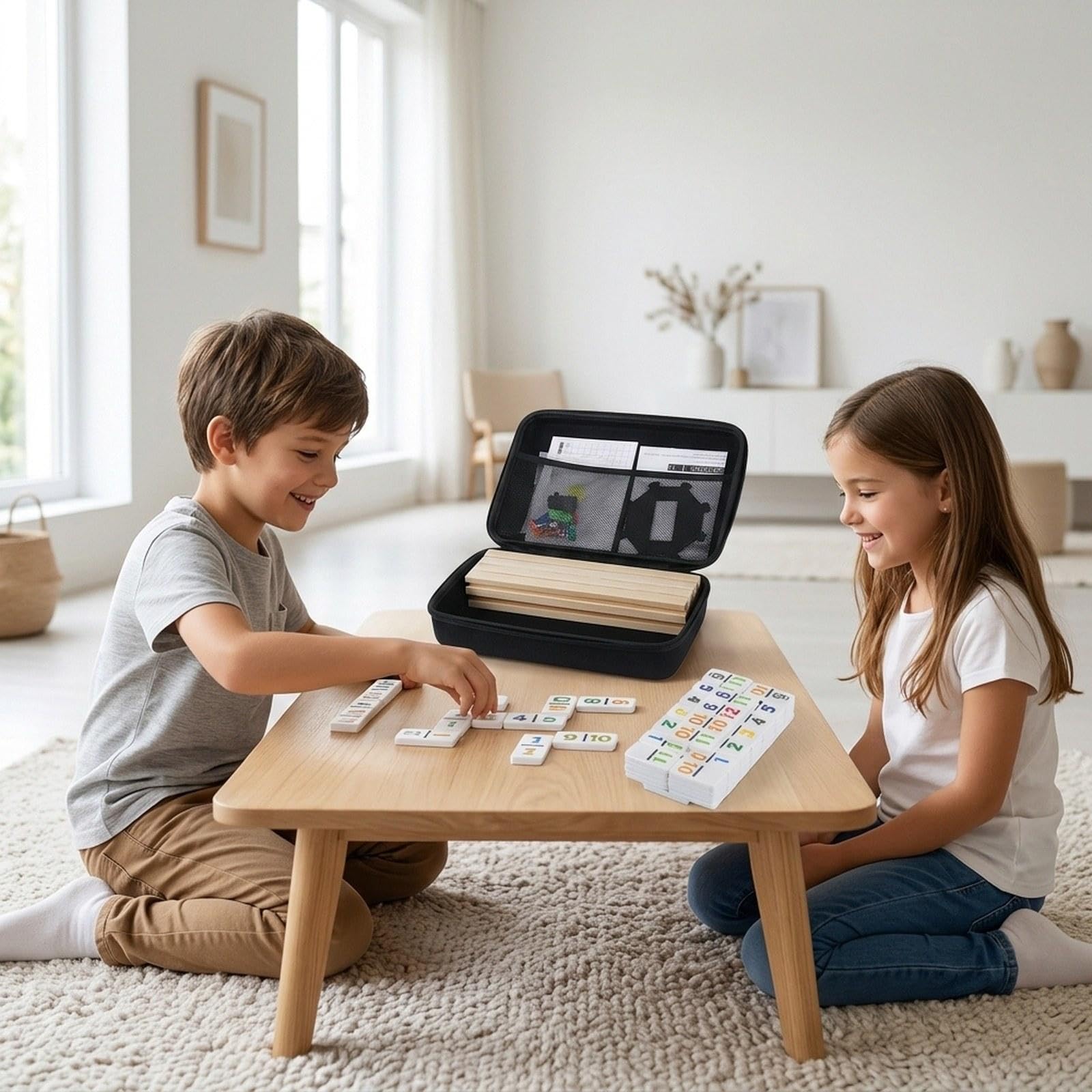 91 Piezas Juego de Dominó Clásico para Adultos Niños Entrenamiento de Pensamiento Lógico Bloques de Construcción Educativo Material Madera Adecuado Pa, Número de Fichas 91
